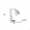 Homeroots Antique Brass & Black Metal Desk Lamp with USB Charging Station Wood Base 372573